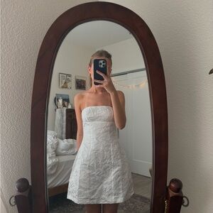 Princess Polly White Strapless Textured Mini Dress